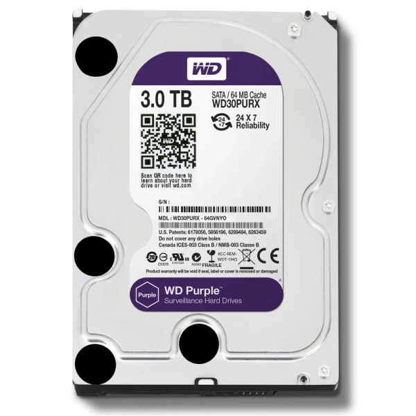 Жесткий диск Western Digital Purple 3ТБ WD30PURZ Жесткий диск Western Digital Purple 3ТБ WD30PURZ