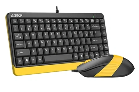 Клавиатура+мышь проводная A4Tech Fstyler F1110 желтый